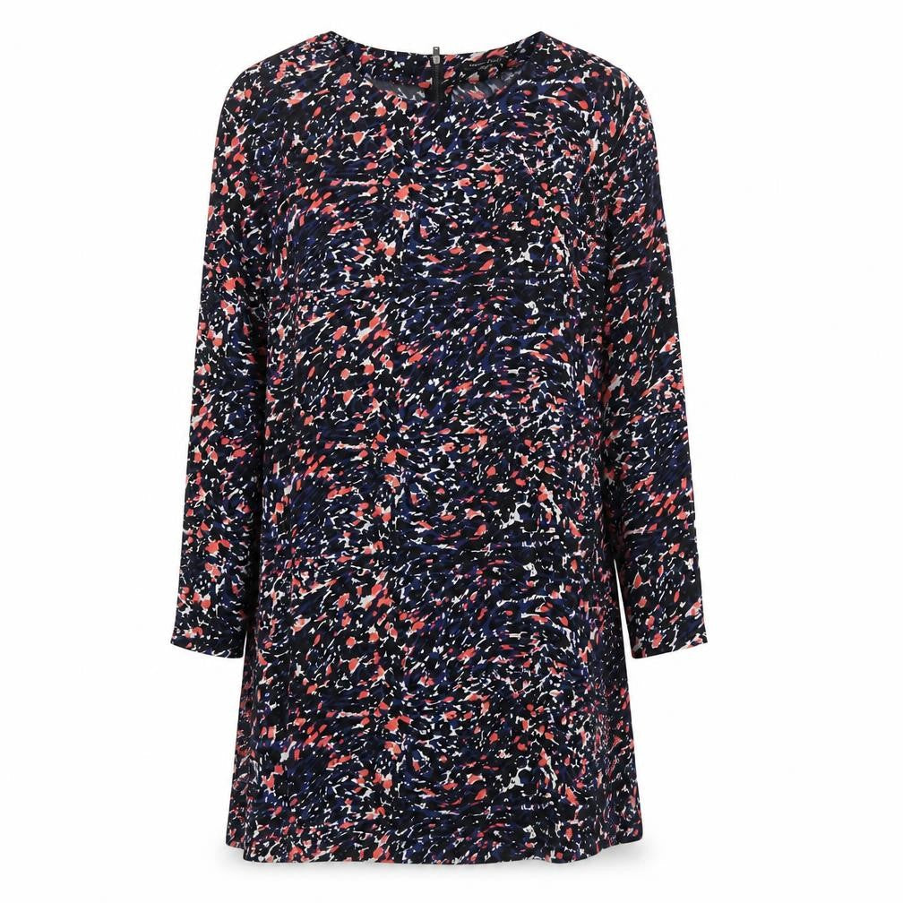 Warehouse Womens Multicoloured Geometric Polyester A-Line Size 12 Round Neck Zip