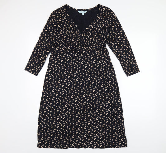 Dickins & Jones Womens Blue Geometric Cotton A-Line Size 10 V-Neck Pullover