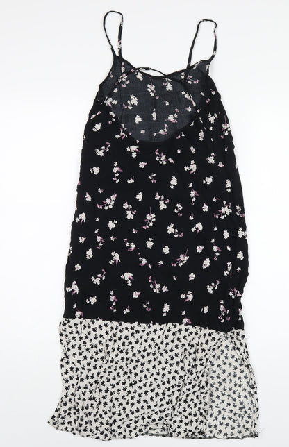 Back view of ASOS women’s multicoloured geometric viscose a-line, size UK 6, round neck pullover