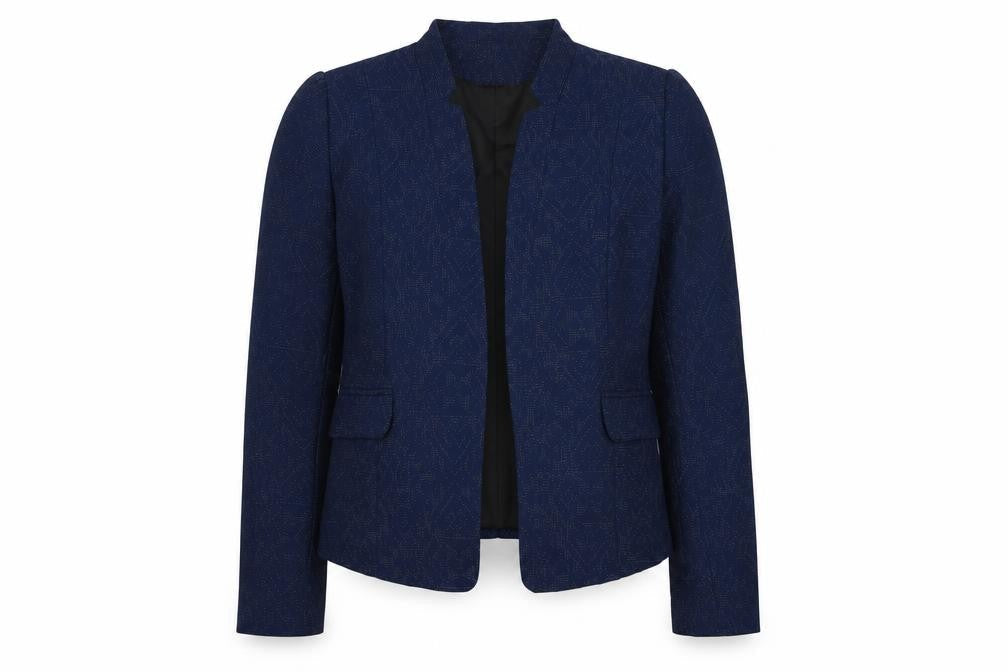 H&M Womens Blue Geometric Jacket Size 14