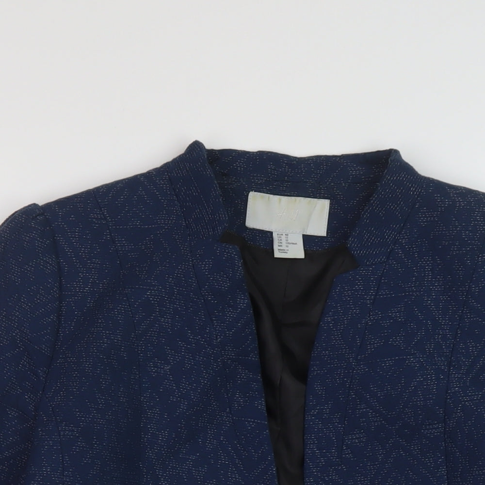 H&M Womens Blue Geometric Jacket Size 14