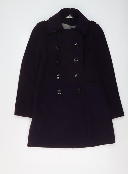 Marks & Spencer Womens Purple Overcoat Coat Size 8 Button