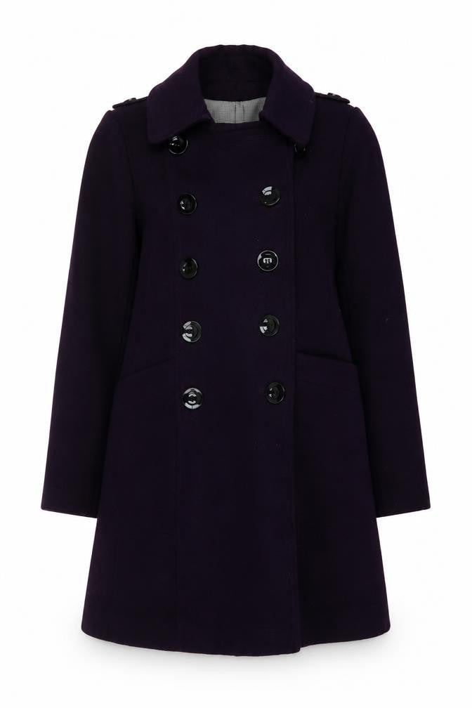 Marks and Spencer Womens Purple Overcoat Coat Size 8 Button
