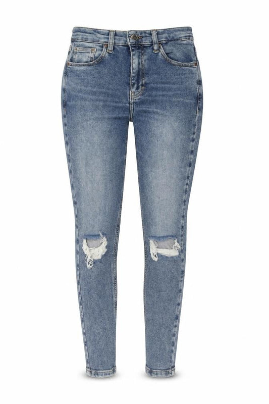 Topshop Womens Blue Cotton Skinny Jeans Size 26 in L25 in Regular Button