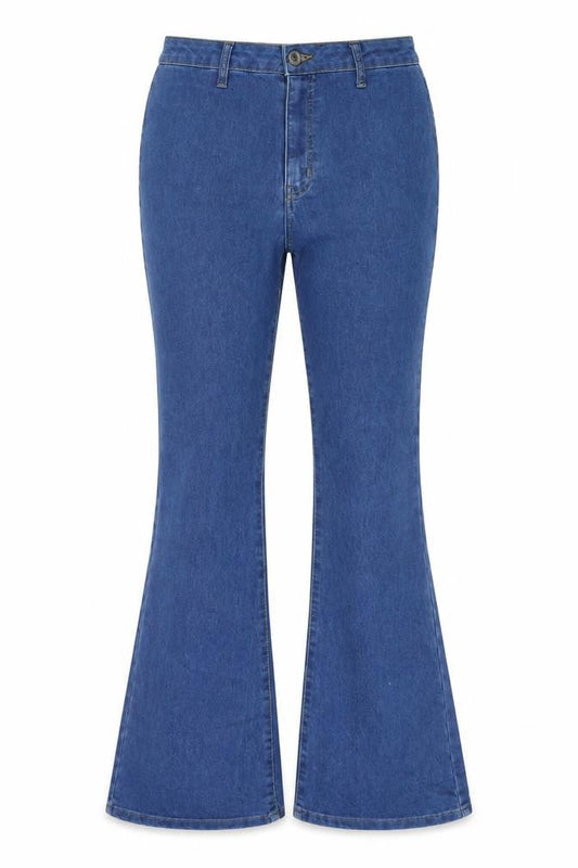 Boohoo Womens Blue Cotton Flared Jeans Size 12 L31 in Regular Button