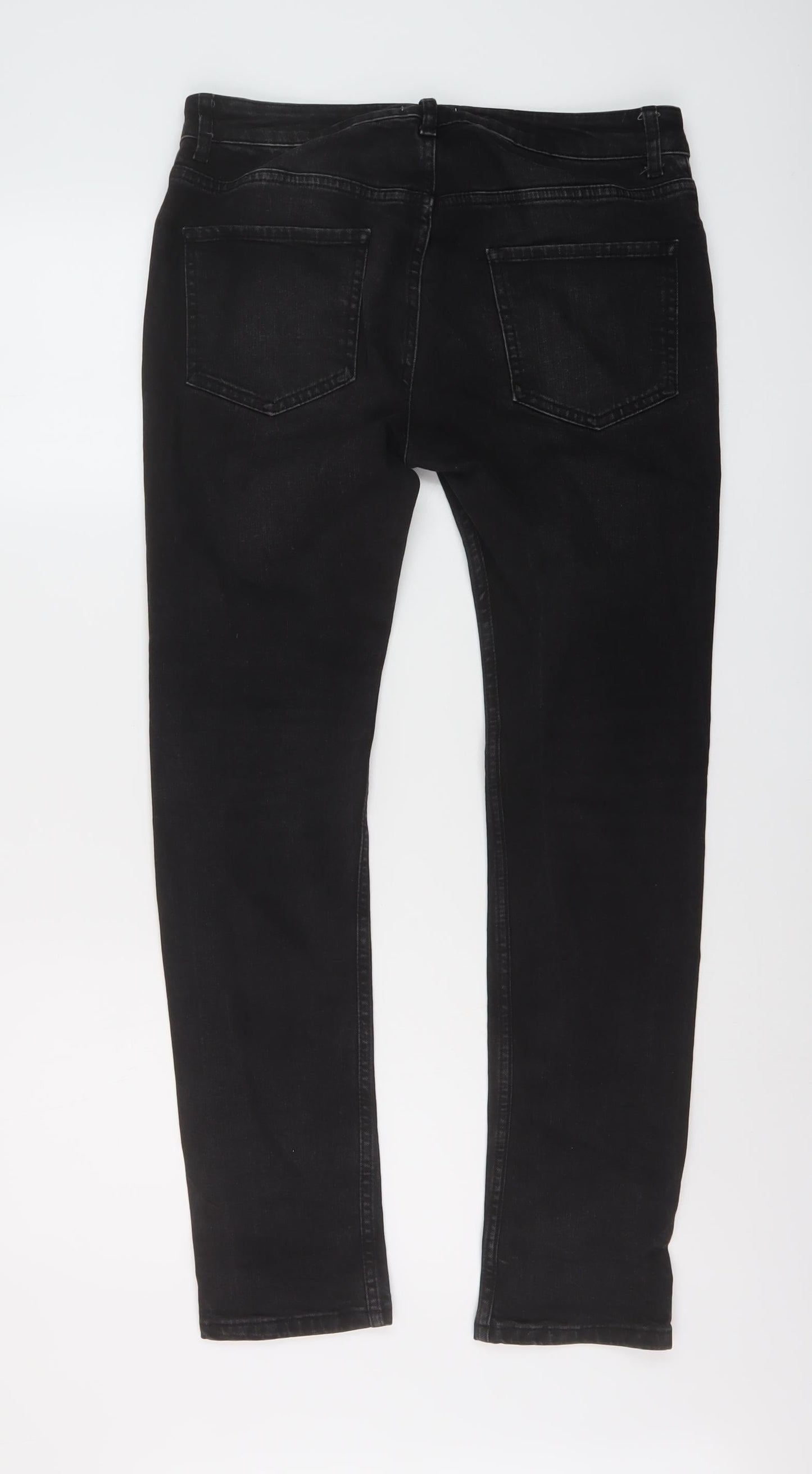 Topman Womens Black Cotton Skinny Jeans Size 32 in L29 in Regular Button