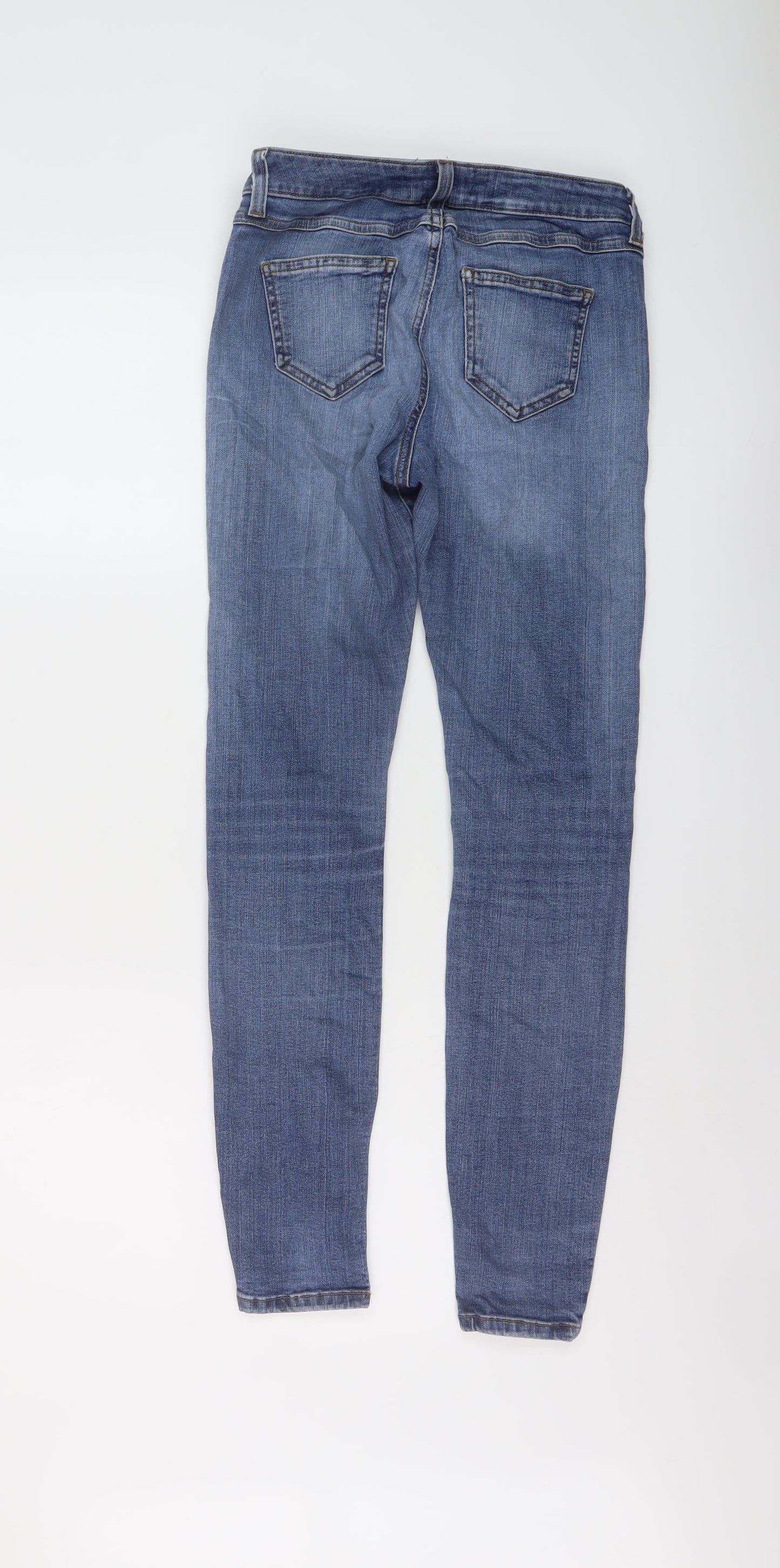 Marks and Spencer Womens Blue Cotton Skinny Jeans Size 10 L28 in Regular Button