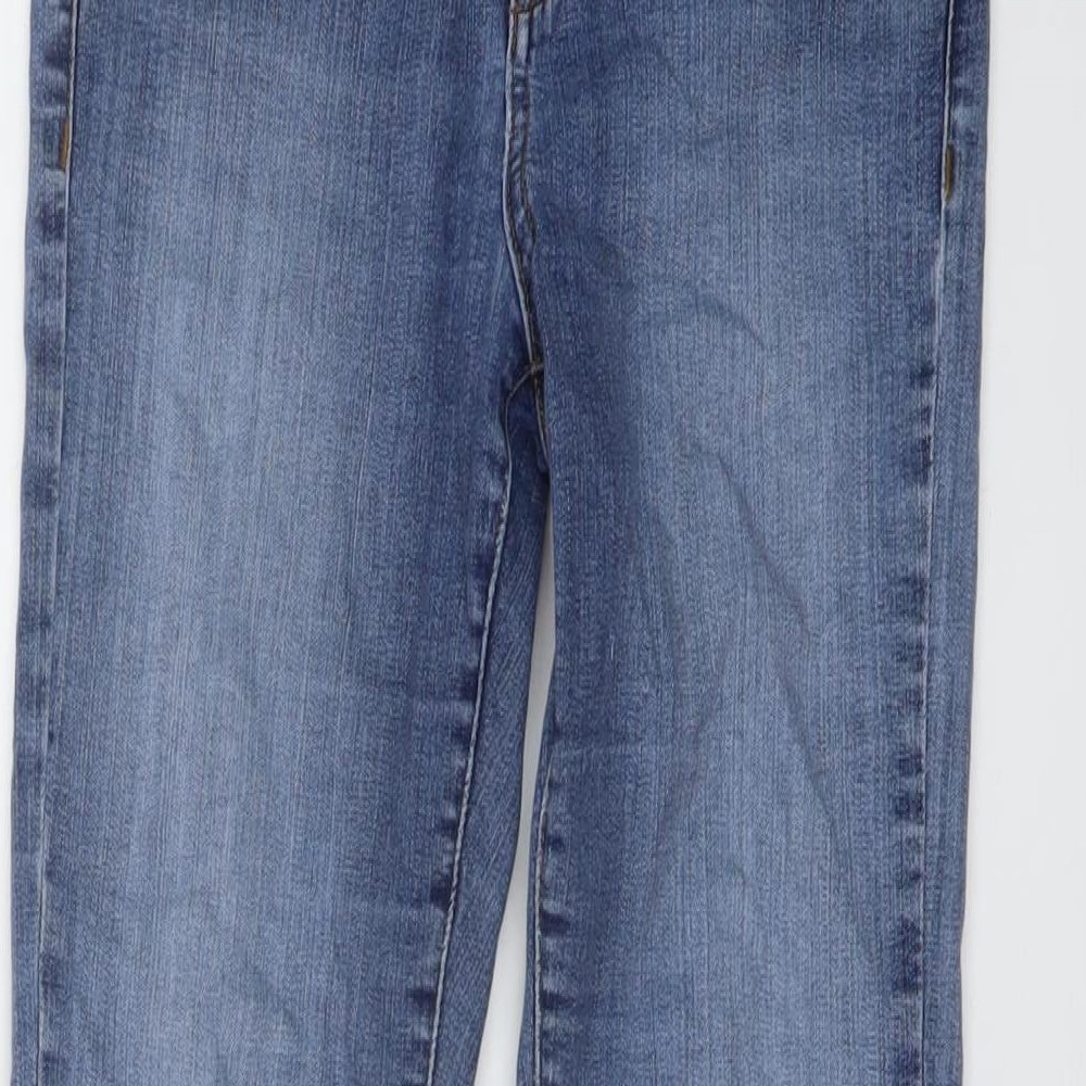 Marks and Spencer Womens Blue Cotton Skinny Jeans Size 10 L28 in Regular Button