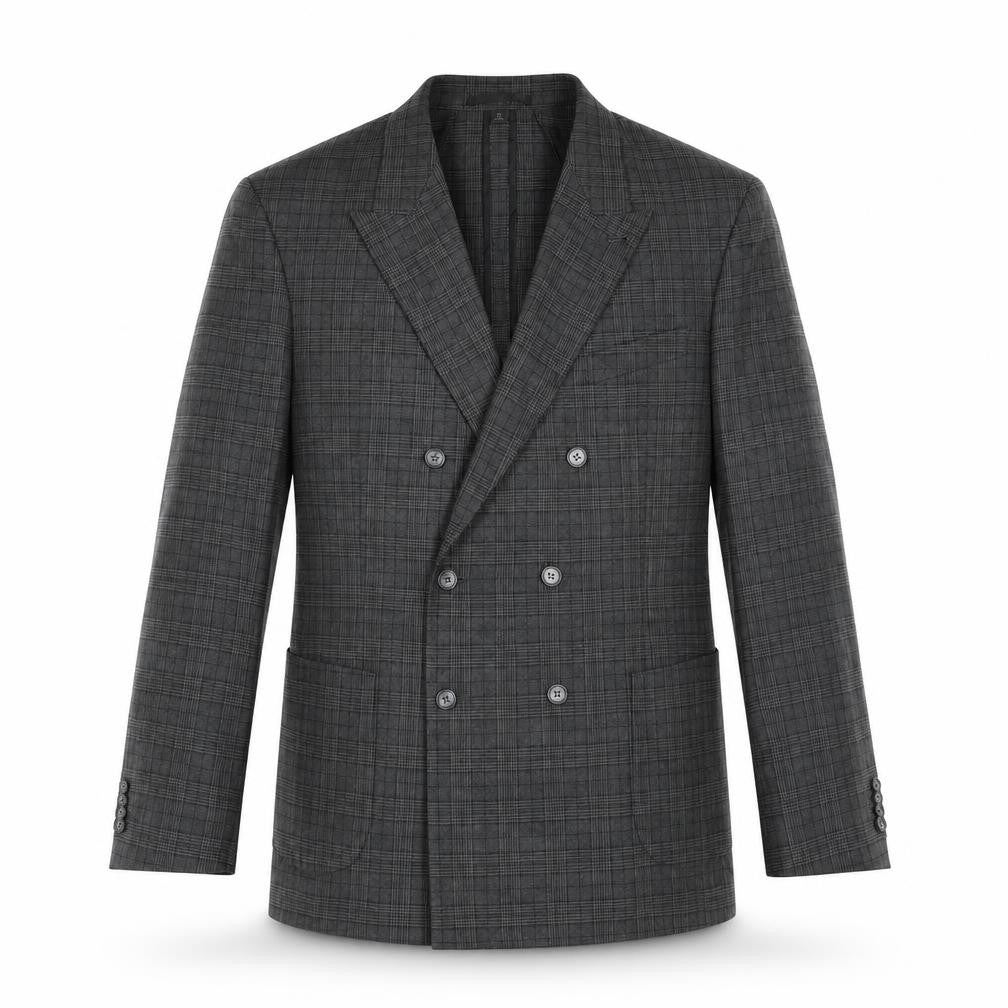 Marks & Spencer Mens Grey Check Polyester Jacket Suit Jacket Size 44 Regular - Unlined