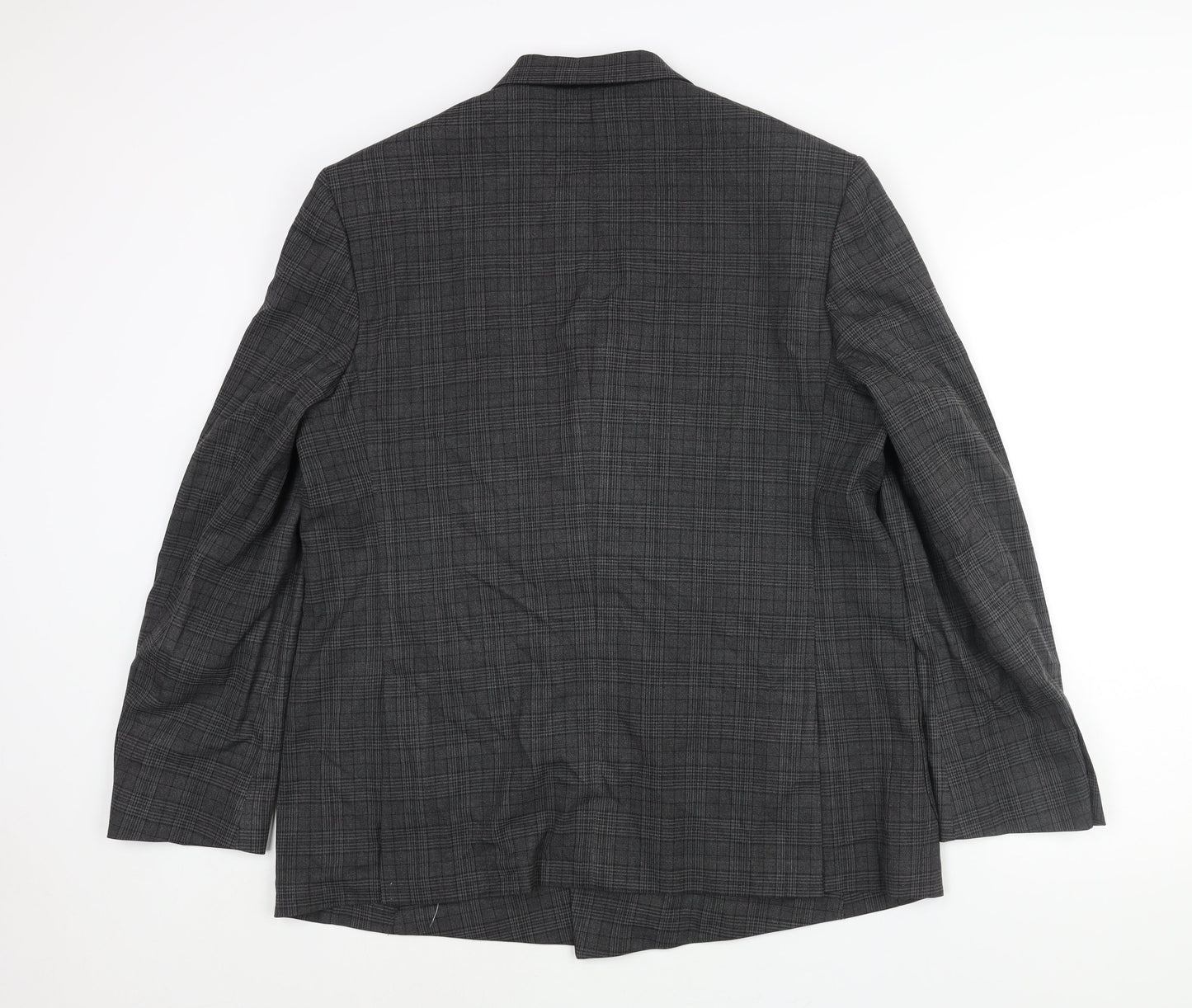 Marks and Spencer Mens Grey Check Polyester Jacket Suit Jacket Size 44 Regular - Unlined