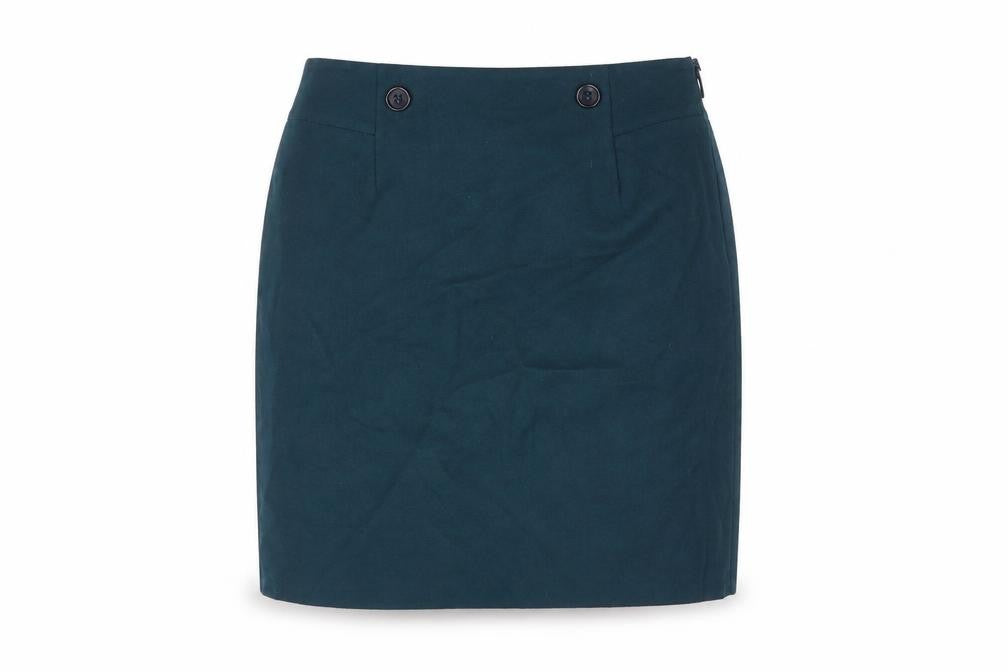 SKS Womens Blue Acrylic Straight & Pencil Skirt Size 28 in Zip - Button Detail