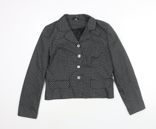 New Look Womens Black Check Jacket Size 14 Button