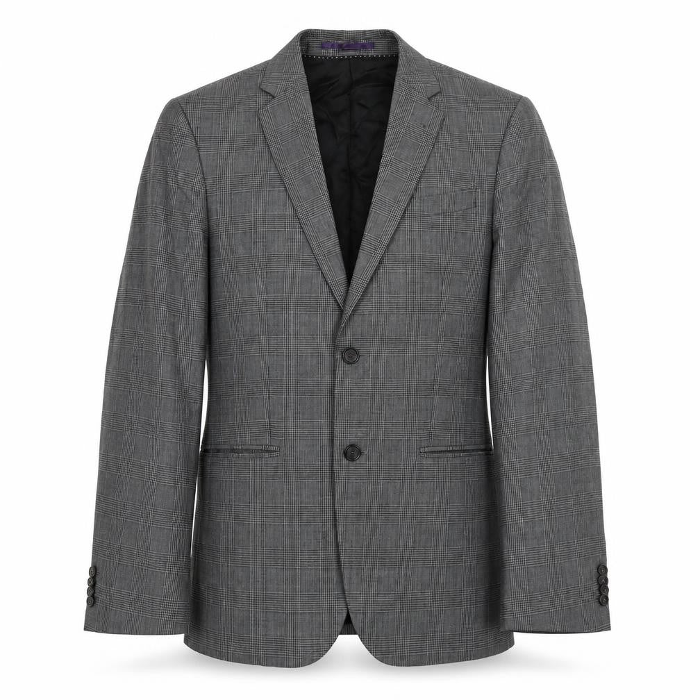 H&M Mens Grey Check Wool Jacket Suit Jacket Size 40 Regular