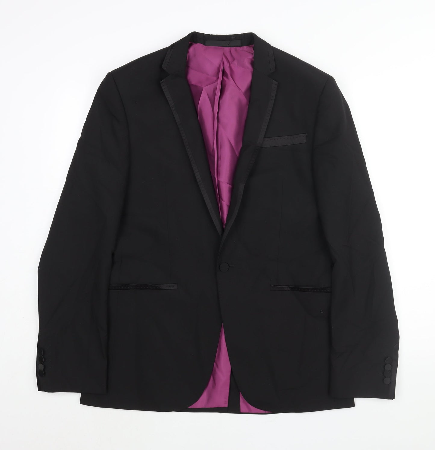 Marks and Spencer Mens Black Polyester Tuxedo Suit Jacket Size 40 Regular - Satin Trim