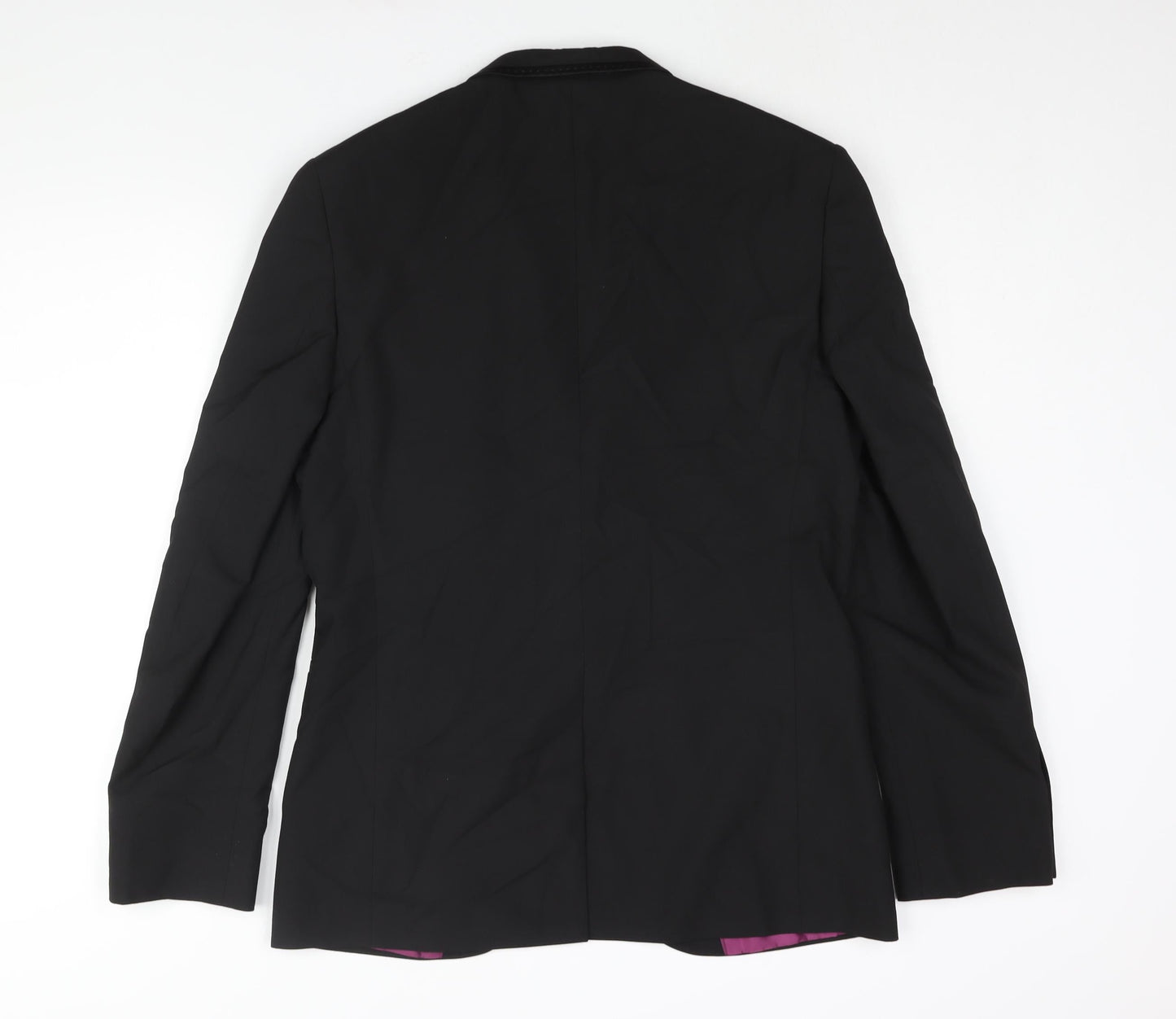 Marks and Spencer Mens Black Polyester Tuxedo Suit Jacket Size 40 Regular - Satin Trim