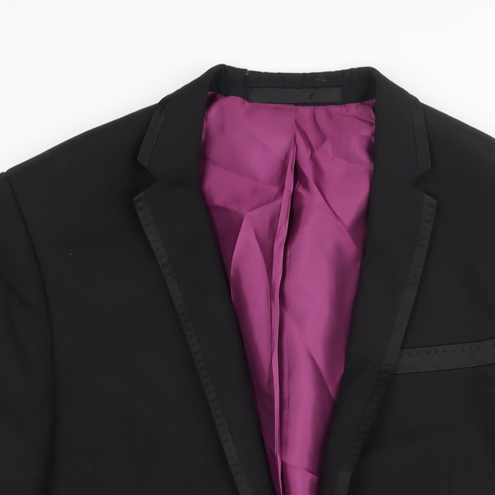 Marks and Spencer Mens Black Polyester Tuxedo Suit Jacket Size 40 Regular - Satin Trim