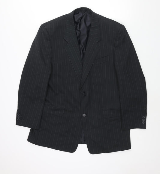 C&A Mens Black Striped Polyester Jacket Suit Jacket Size 42 Regular