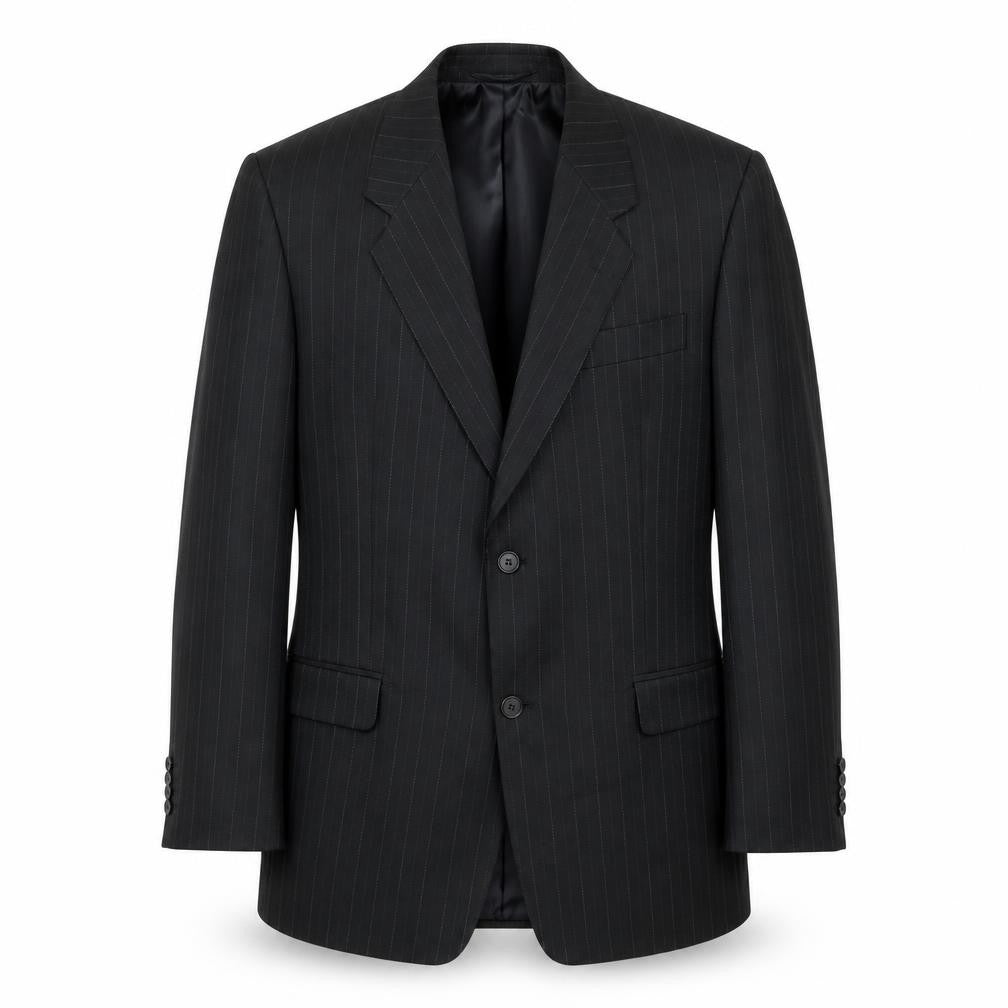 C&A Mens Black Striped Polyester Jacket Suit Jacket Size 42 Regular