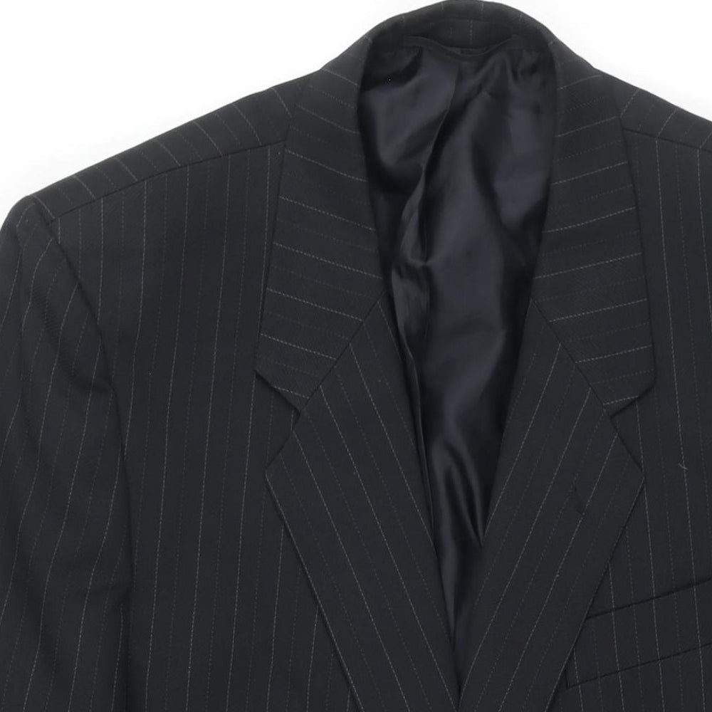 C&A Mens Black Striped Polyester Jacket Suit Jacket Size 42 Regular