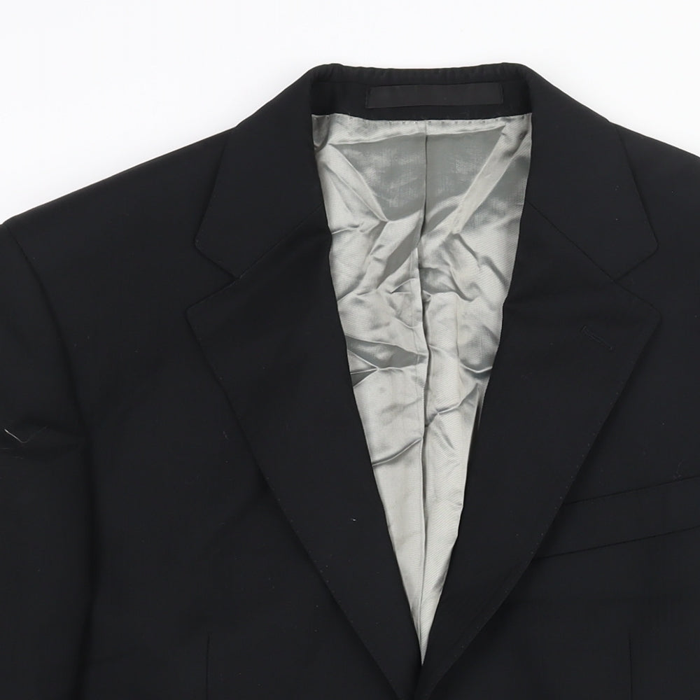 Marks and Spencer Mens Black Striped Wool Jacket Suit Jacket Size 38 Regular