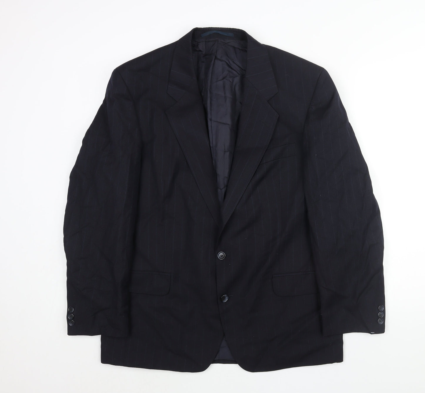 C&A Mens Blue Striped Polyester Jacket Suit Jacket Size 42 Regular