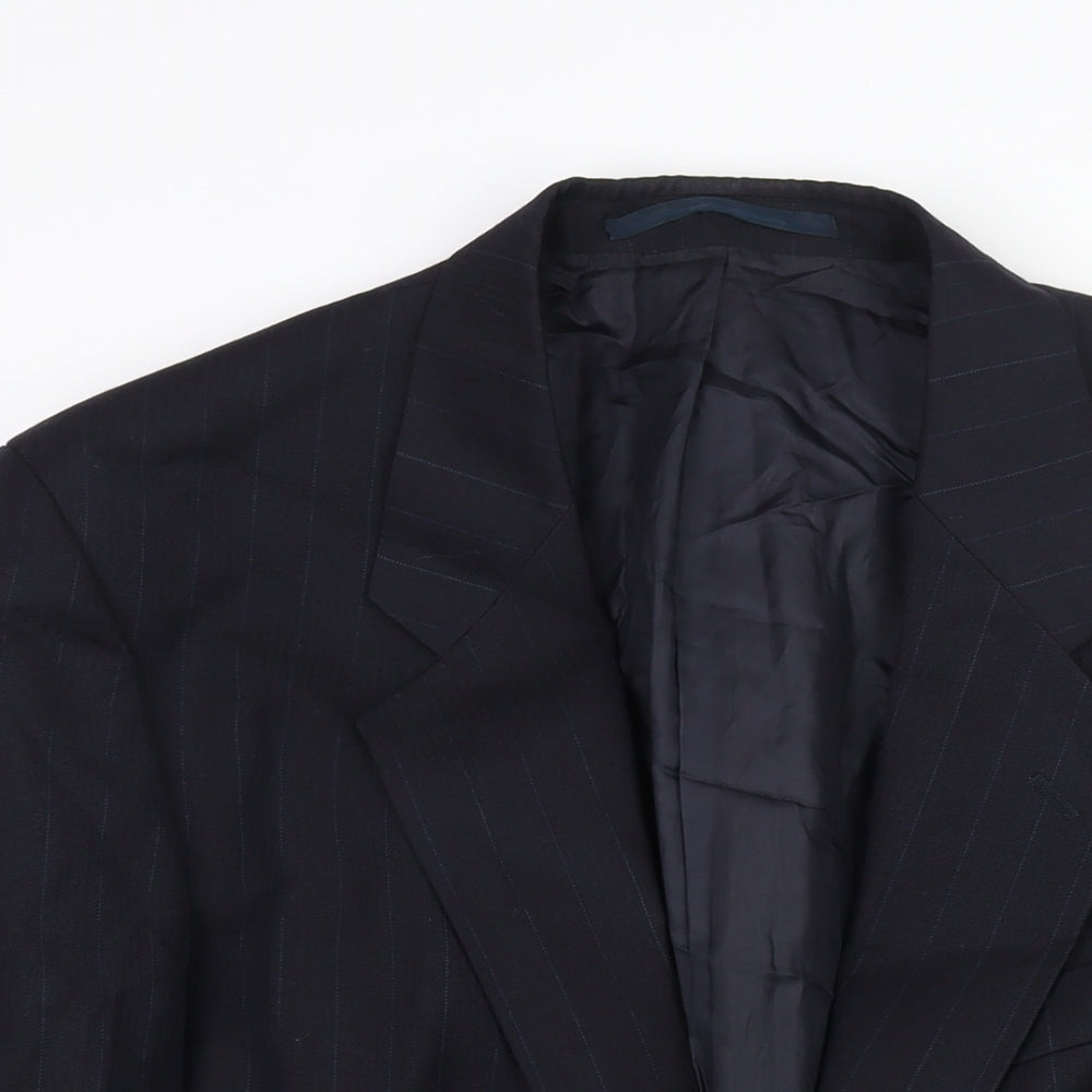 C&A Mens Blue Striped Polyester Jacket Suit Jacket Size 42 Regular