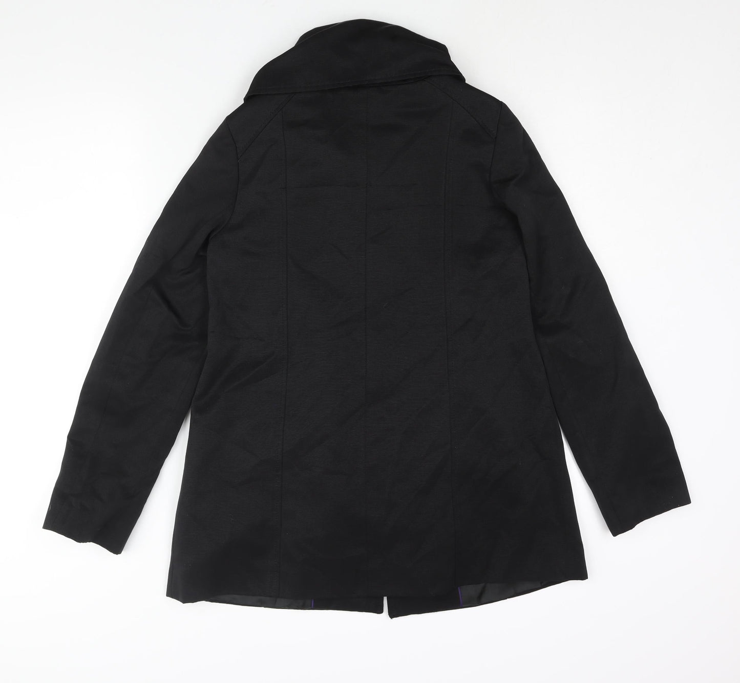 H&M Womens Black Pea Coat Coat Size 6 Button - Roll Neck