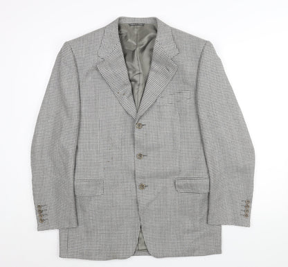 Additional front view of Canali men’s grey geometric wool jacket suit jacket, size 42, regular