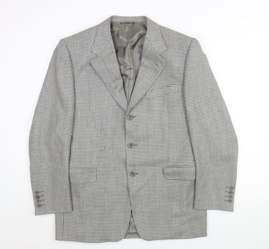 Canali Mens Grey Geometric Wool Jacket Suit Jacket Size 42 Regular