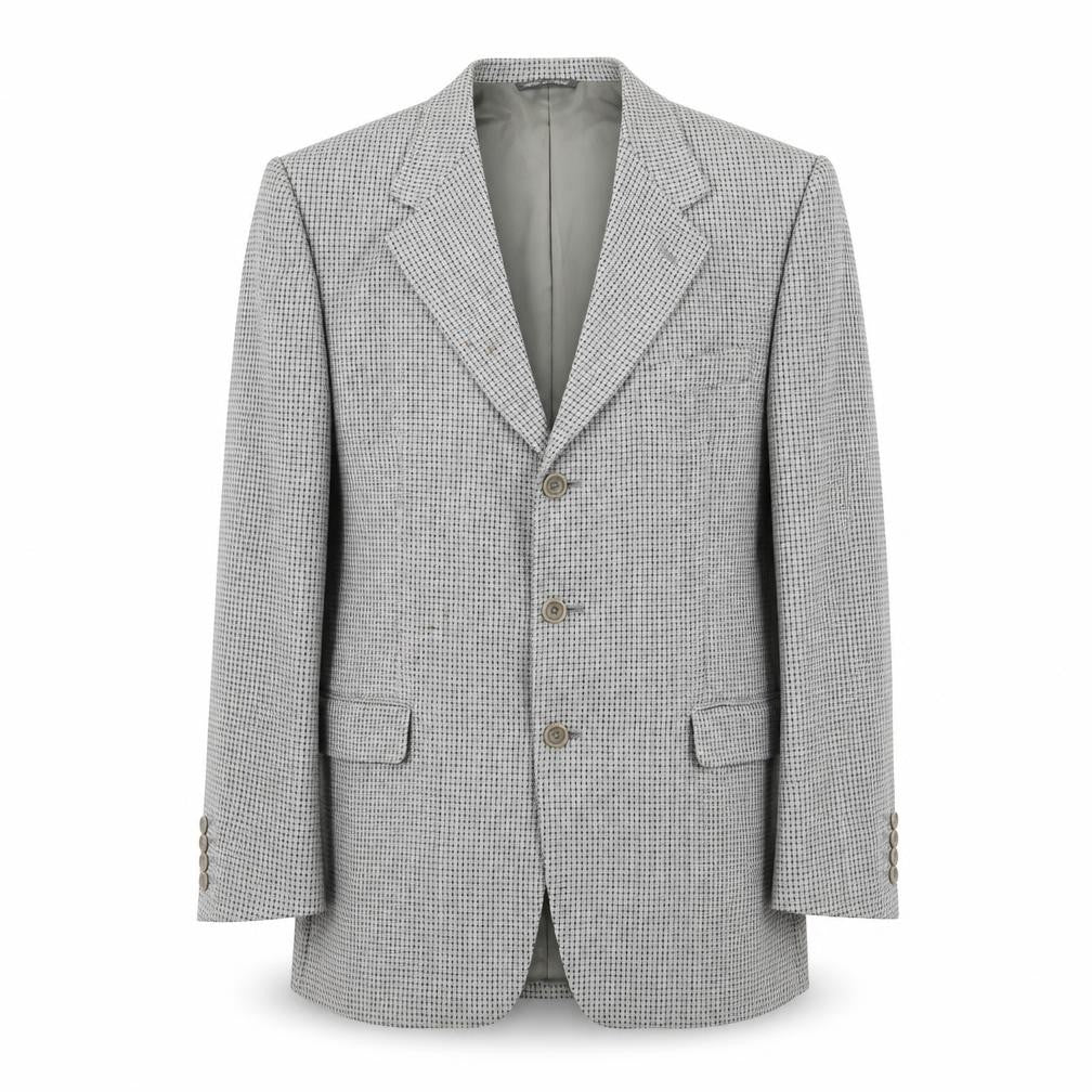 Canali Mens Grey Geometric Wool Jacket Suit Jacket Size 42 Regular