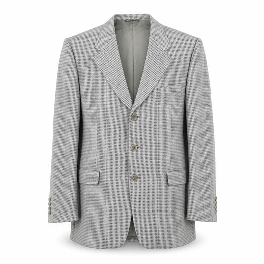 Canali Mens Grey Geometric Wool Jacket Suit Jacket Size 42 Regular