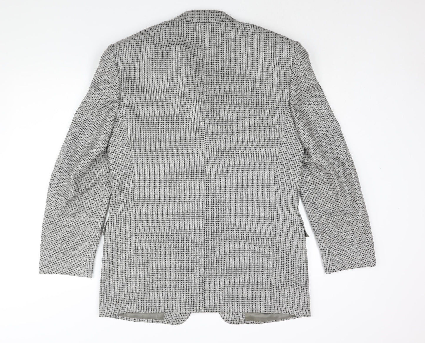 Canali Mens Grey Geometric Wool Jacket Suit Jacket Size 42 Regular