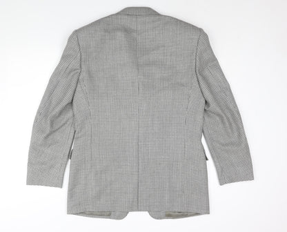 Back view of Canali men’s grey geometric wool jacket suit jacket, size 42, regular