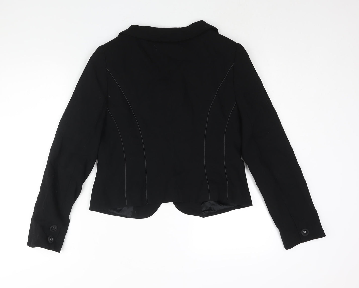 Hobs Womens Black Jacket Blazer Size 12 Button - Piping Detail