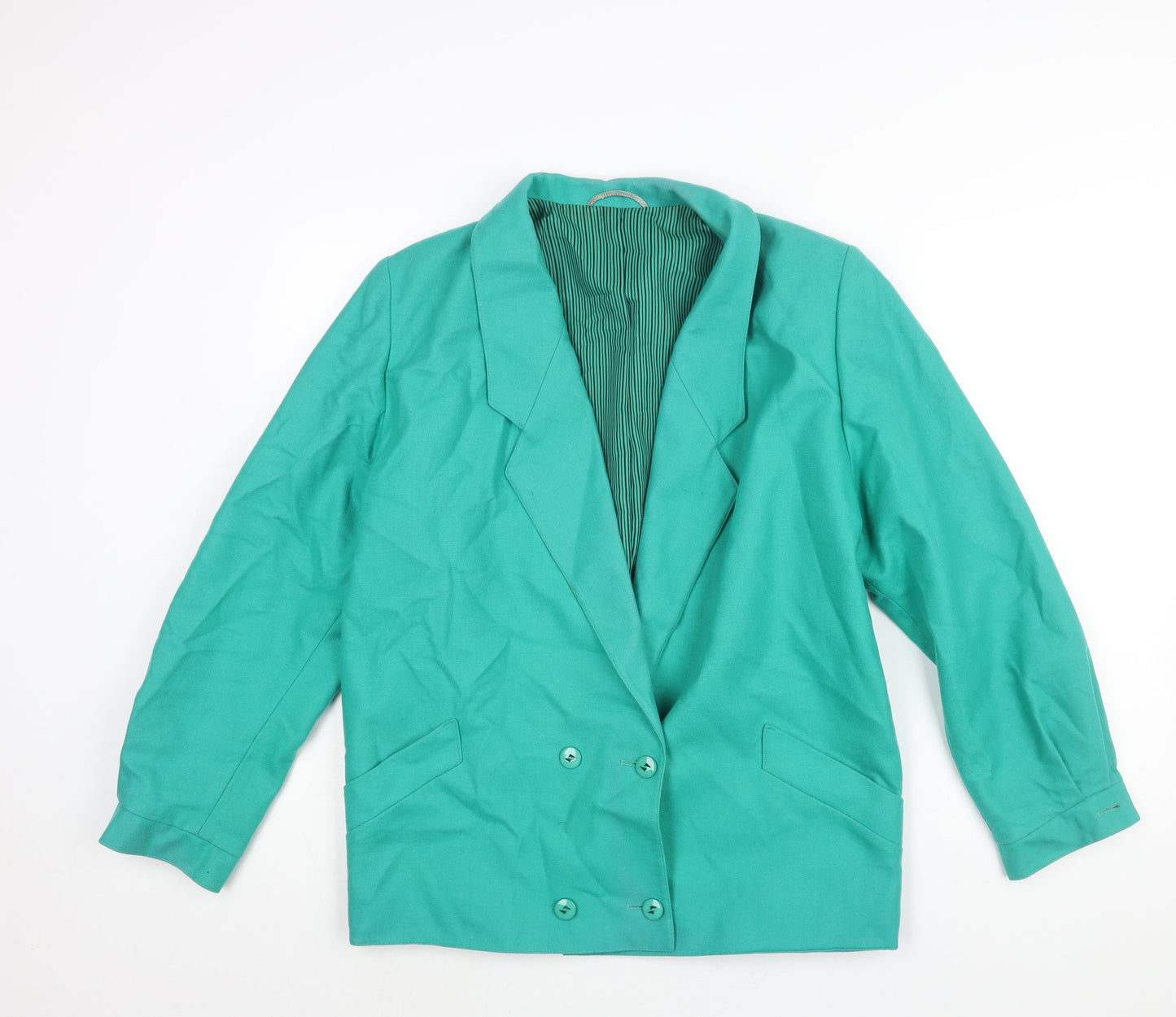 St Michael Womens Green Pea Coat Jacket Size 12 Button - Double Breasted