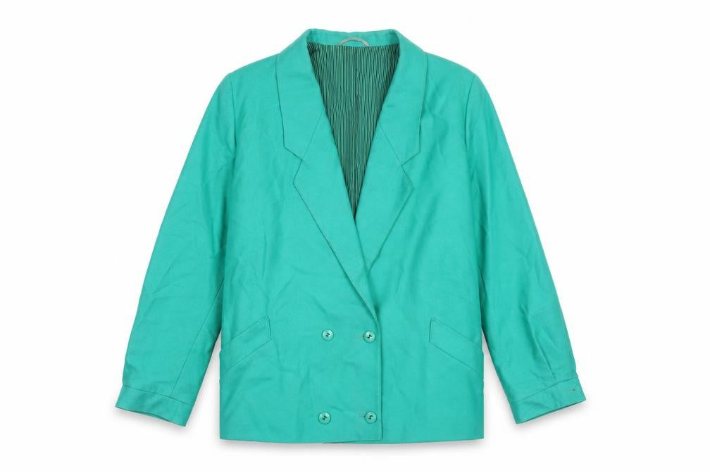 St Michael Womens Green Pea Coat Jacket Size 12 Button - Double Breasted