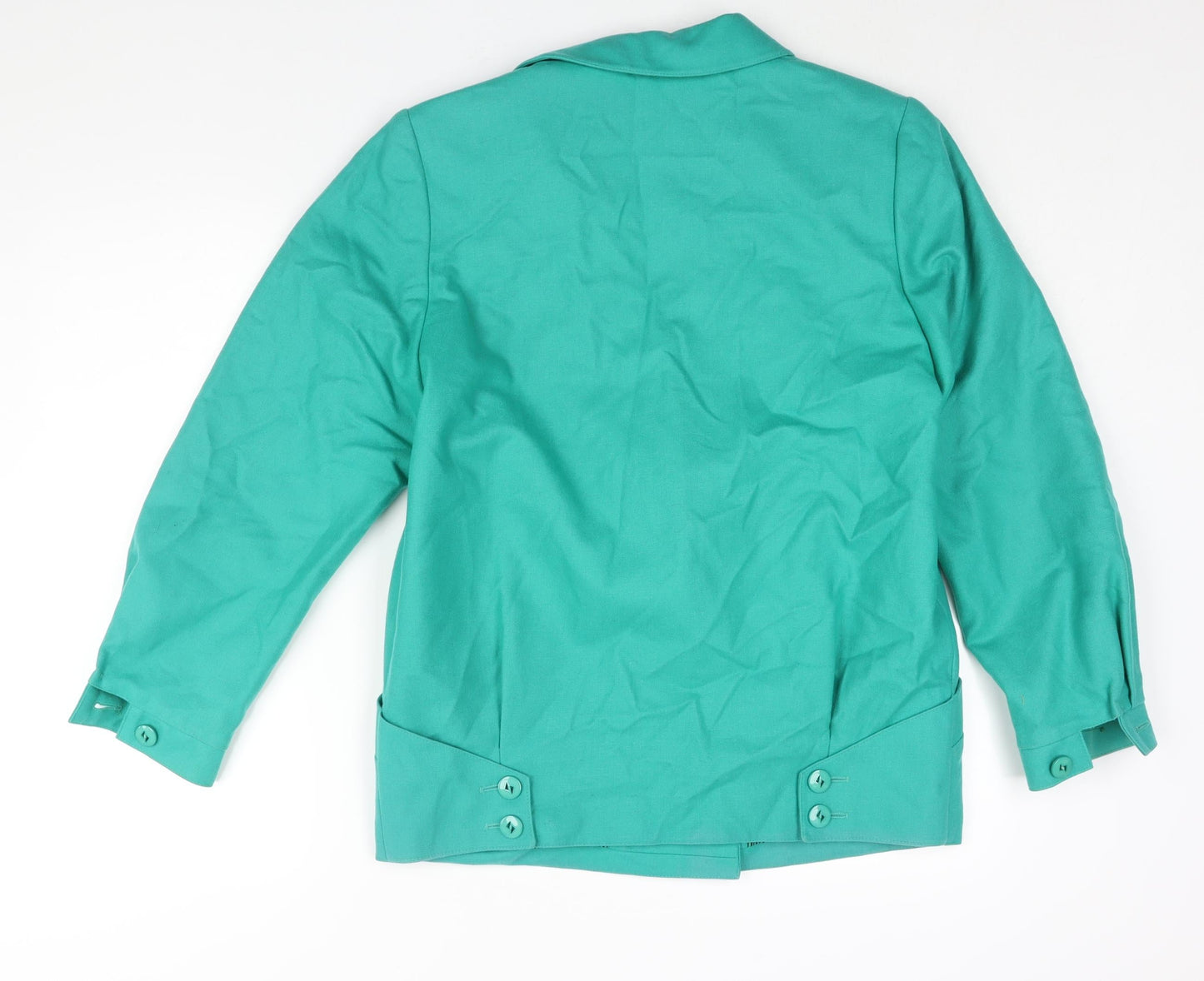 St Michael Womens Green Pea Coat Jacket Size 12 Button - Double Breasted