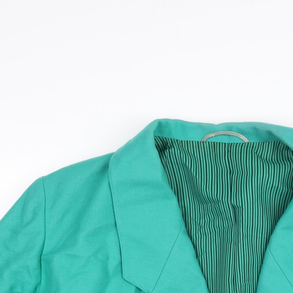 St Michael Womens Green Pea Coat Jacket Size 12 Button - Double Breasted