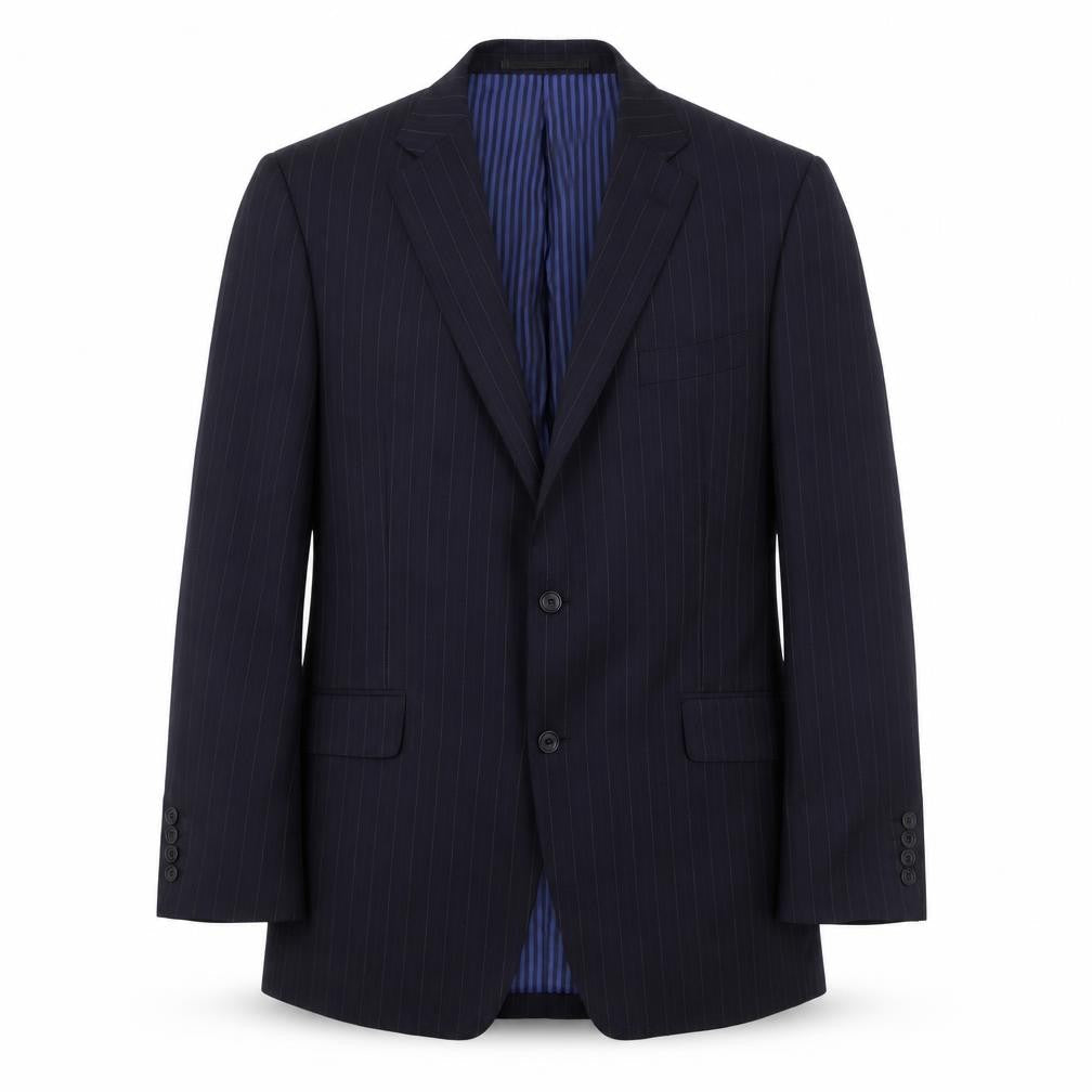 Marks and Spencer Mens Blue Striped Wool Jacket Suit Jacket Size 42 Regular
