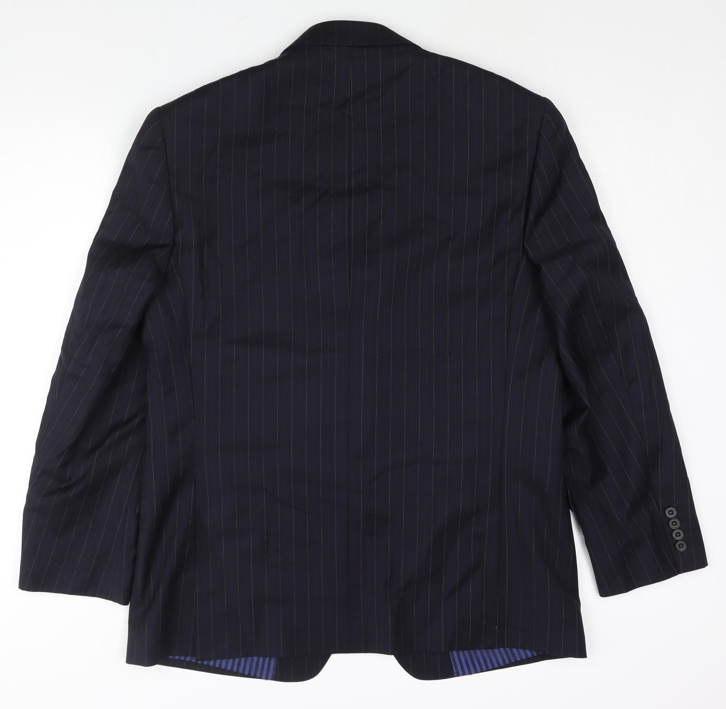 Marks and Spencer Mens Blue Striped Wool Jacket Suit Jacket Size 42 Regular
