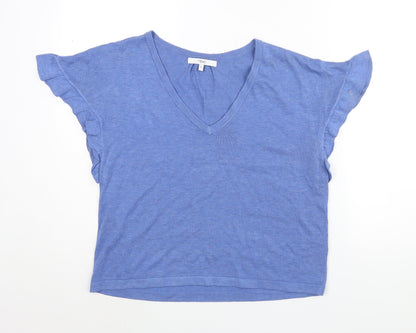 Next Womens Blue V-Neck Acrylic Pullover Jumper Size M - Frill