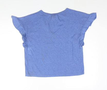 Next Womens Blue V-Neck Acrylic Pullover Jumper Size M - Frill
