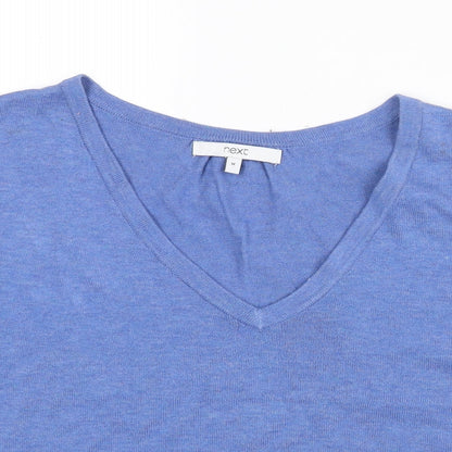 Next Womens Blue V-Neck Acrylic Pullover Jumper Size M - Frill