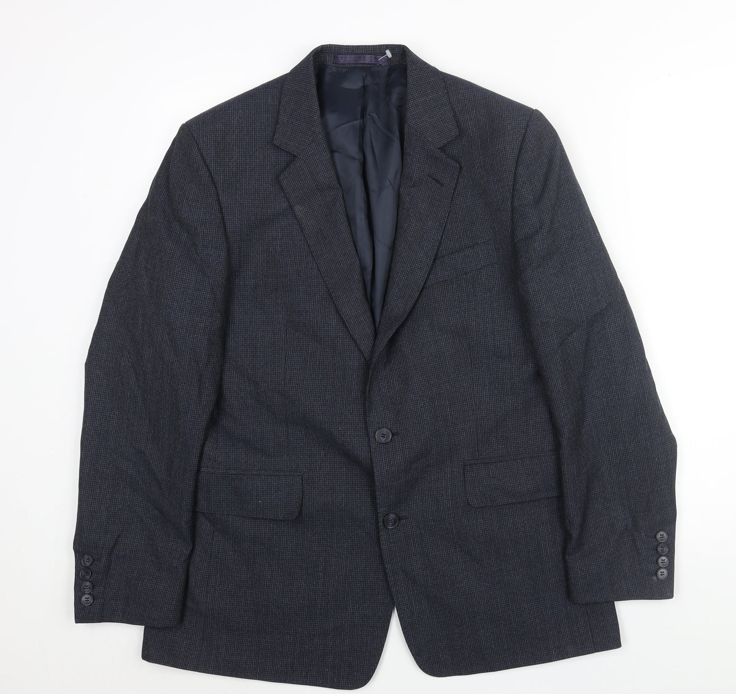 Hammond & CO Mens Blue Check Wool Jacket Suit Jacket Size 40 Regular