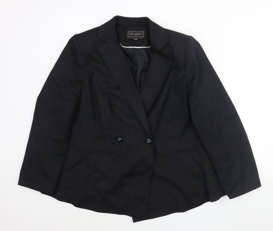 Ann Harvey] Womens Black Polyester Jacket Suit Jacket Size 16