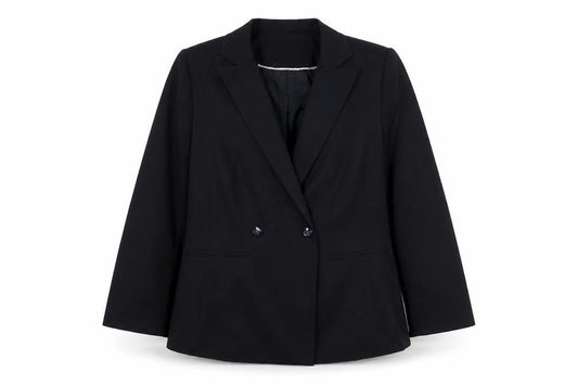 Ann Harvey] Womens Black Polyester Jacket Suit Jacket Size 16