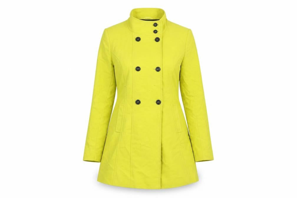 Per Una Womens Yellow Overcoat Coat Size 14 Button