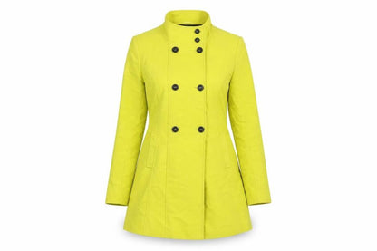 Per Una Womens Yellow Overcoat Coat Size 14 Button