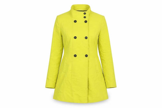 Per Una Womens Yellow Overcoat Coat Size 14 Button