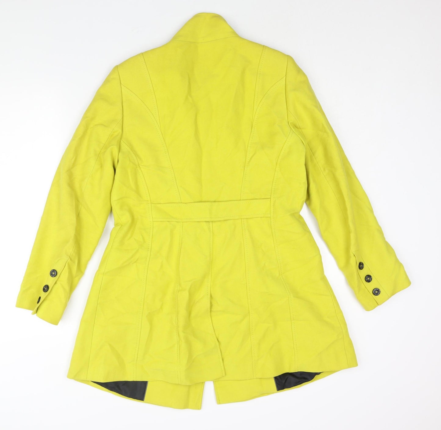 Per Una Womens Yellow Overcoat Coat Size 14 Button